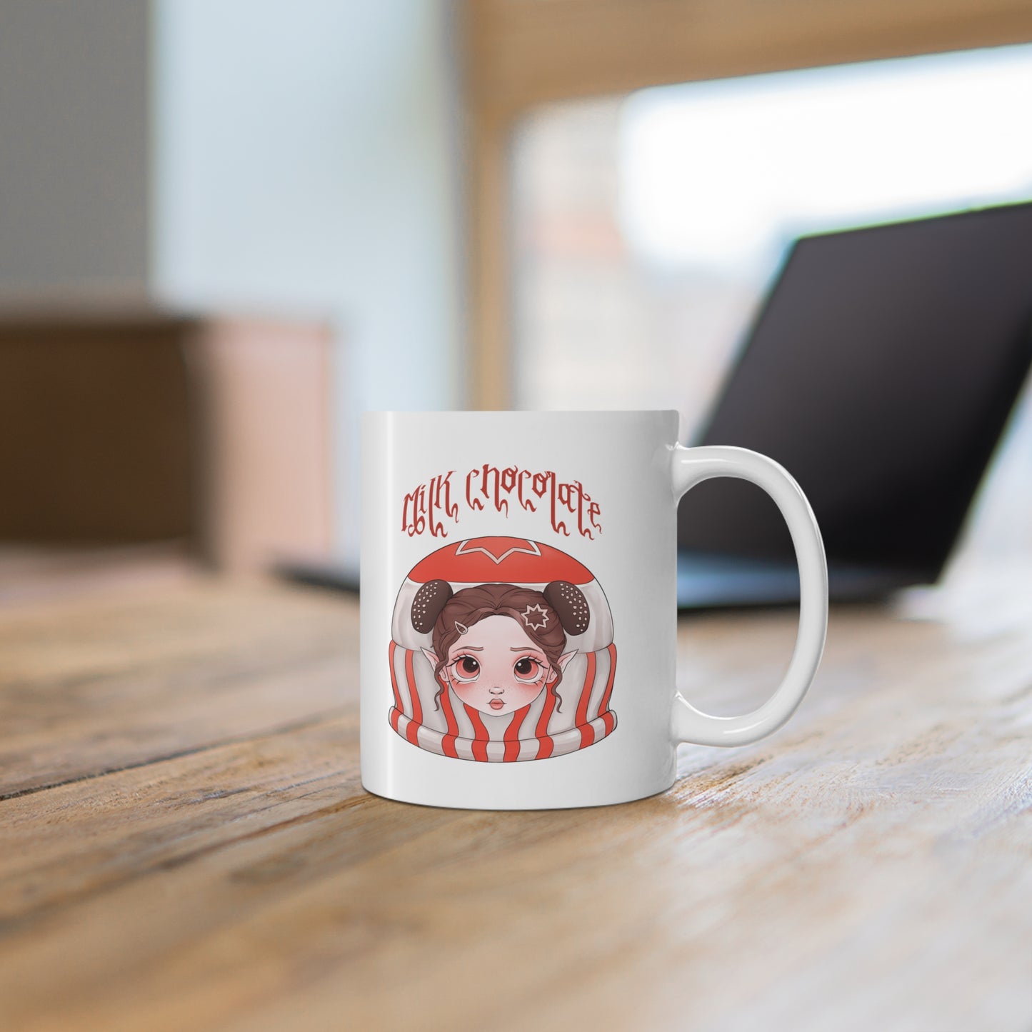 Biscuit gore White Ceramic Mug, 11oz